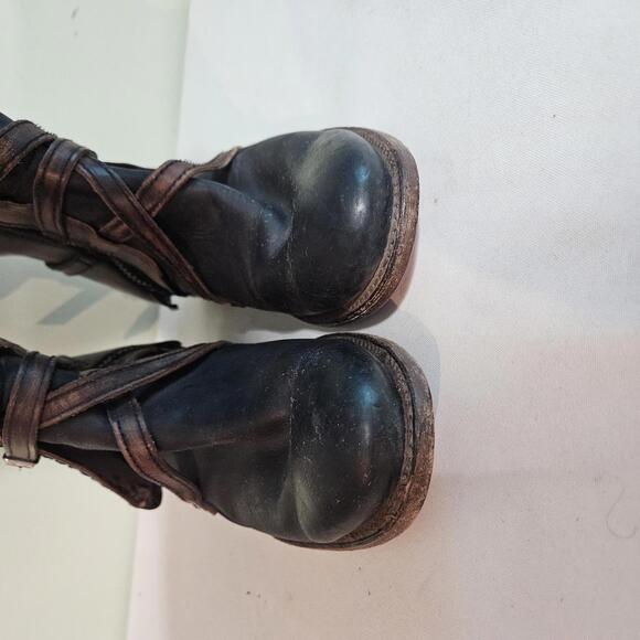 Freebird Women's Riley Leather Mid Calf High Boots Size 10 Strappy Biker Cowgirl - Picture 12 of 16